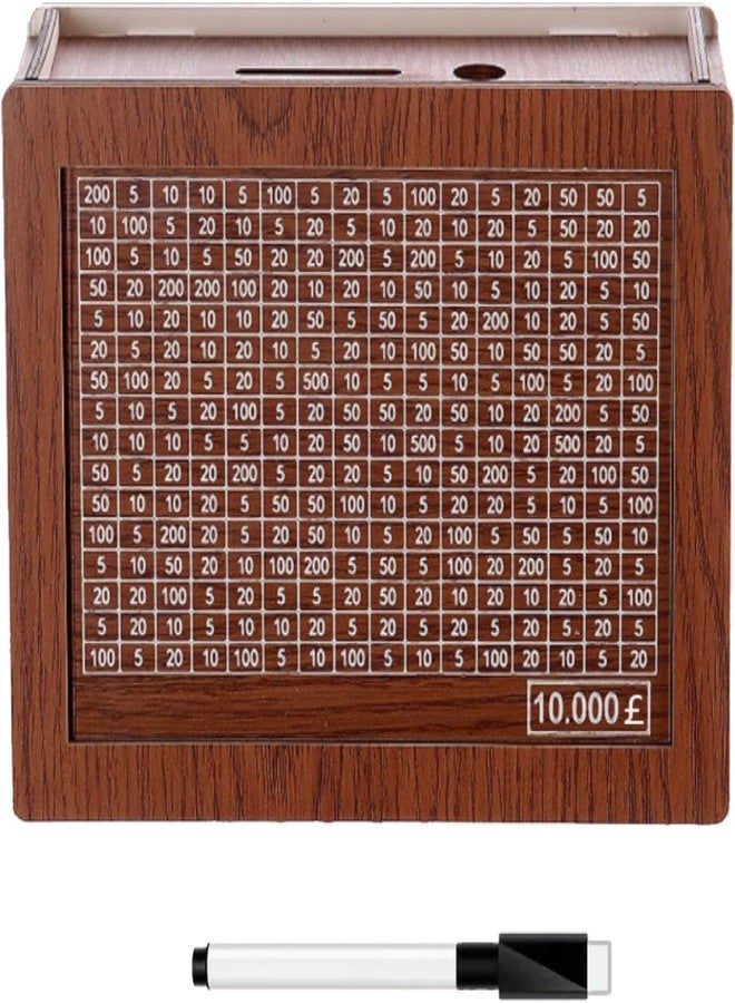 Drumstone 𝐃𝐫𝐮𝐦𝐬𝐭𝐨𝐧𝐞 𝟏𝟎-𝐘𝐞𝐚𝐫 𝐖𝐚𝐫𝐫𝐚𝐧𝐭𝐲 Wooden Money Bank | Golden Goal-Tracker Box with ₹1,00,000 Savings Chart, Secure Piggy Bank for Adults & Kids, Ideal for Daily Home & Office Saving. - Image 1